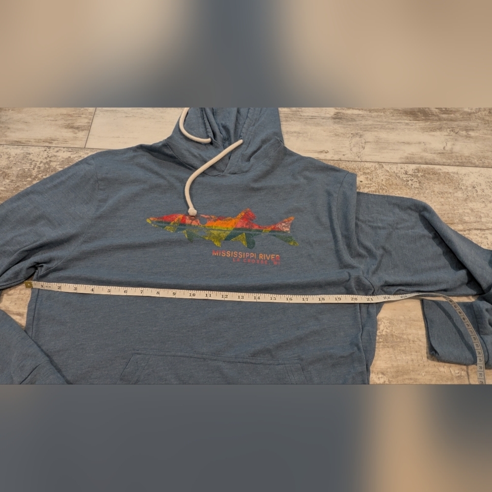 Blue 84 Heather Blue Hoodie with Colorful Logo Mississippi River - Picture 5 of 7